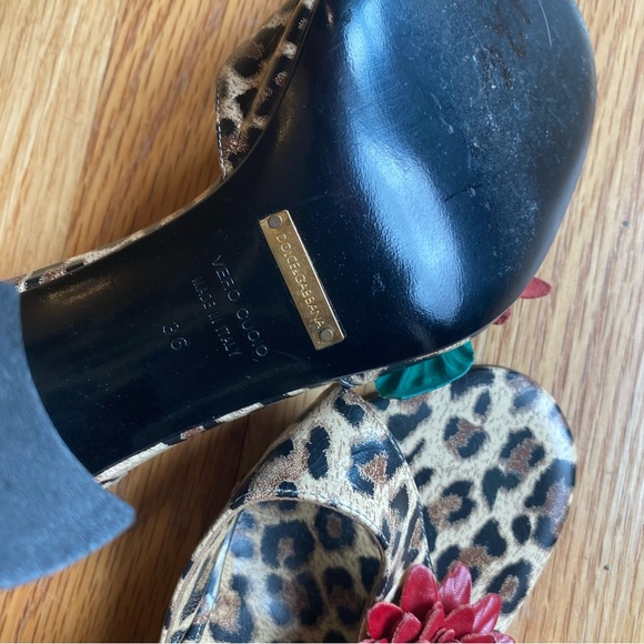 Dolce & Gabbana vintage 90’s leopard print floral leather block heels size 36 - Picture 4 of 5